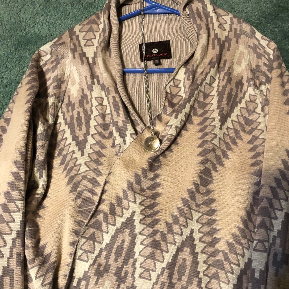 Aztec print open cardigan